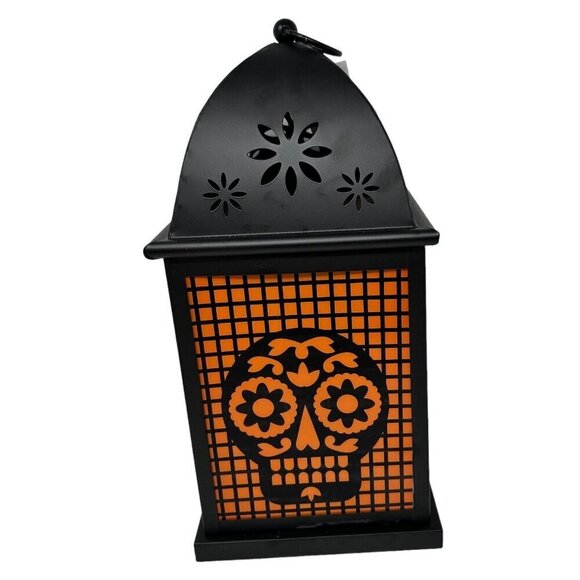 Halloween LED Skull Lantern Color Changing Light Candle Cutouts Purple Spooky - Picture 3 of 12